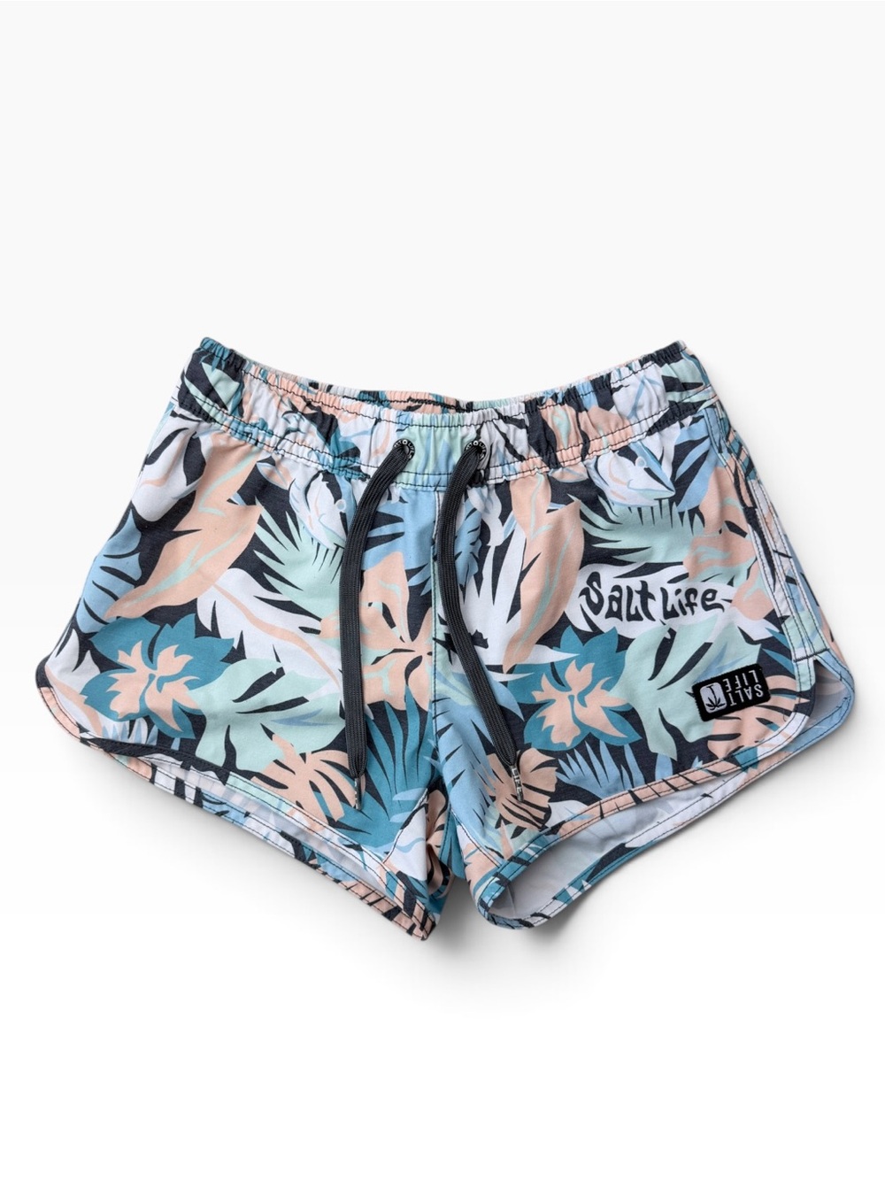 Girls Salt Life Tropical Drawstring Shorts - GORGEOUS Pastel Blue, Peach & Mint